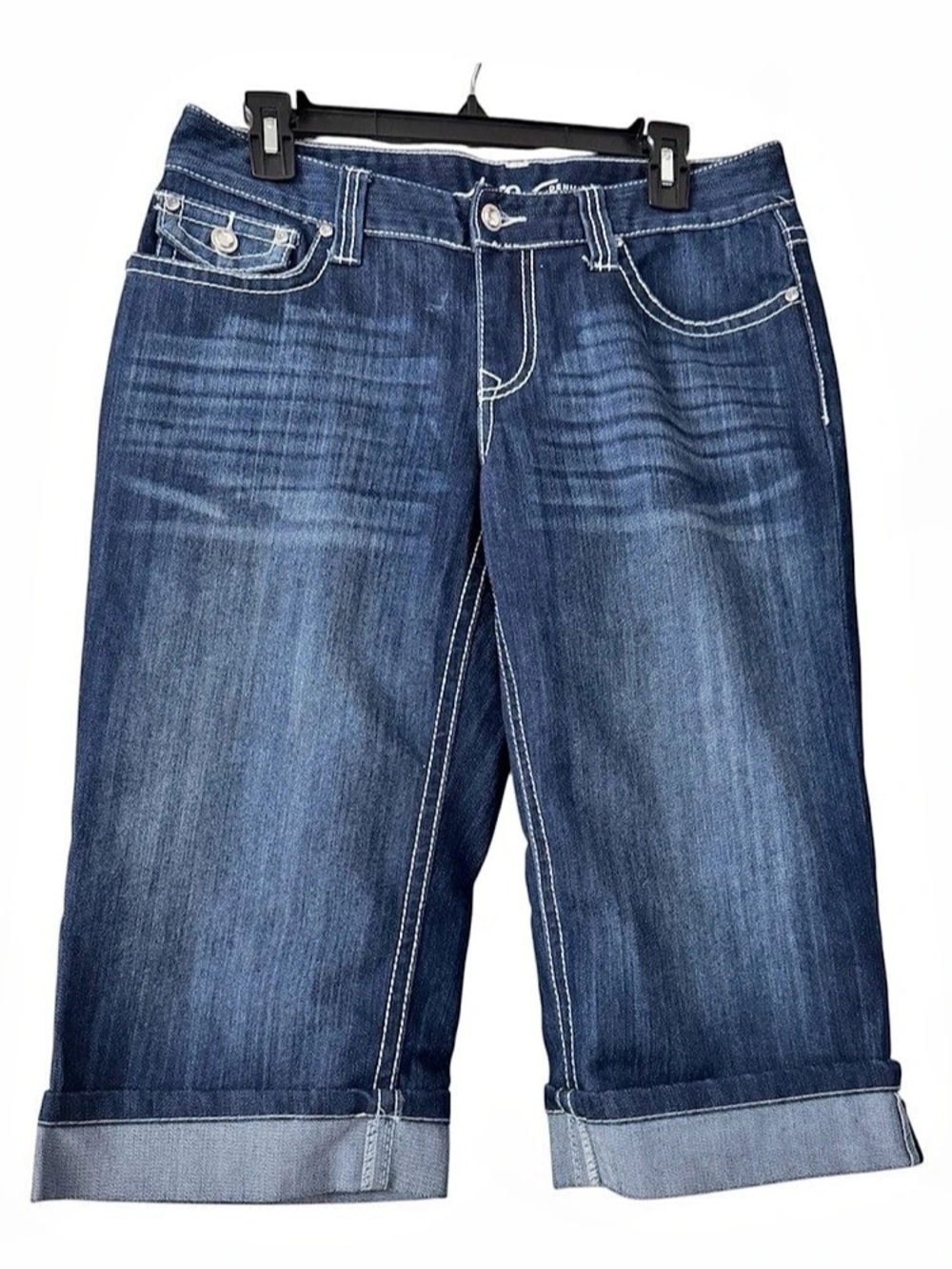INC Denim Cuffed Cropped Jeans in Blue Curvy Fit Size 8